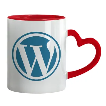Wordpress, Mug heart red handle, ceramic, 330ml