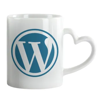 Wordpress, Κούπα καρδιά χερούλι λευκή, κεραμική, 330ml