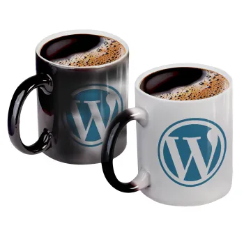 Wordpress, Color changing magic Mug, ceramic, 330ml when adding hot liquid inside, the black colour desappears (1 pcs)