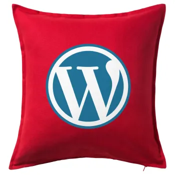 Wordpress, Μαξιλάρι καναπέ Κόκκινο 100% βαμβάκι, περιέχεται το γέμισμα (50x50cm)