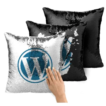 Wordpress, Μαξιλάρι καναπέ Μαγικό Μαύρο με πούλιες 40x40cm περιέχεται το γέμισμα
