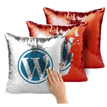 Wordpress, Μαξιλάρι καναπέ Μαγικό Κόκκινο με πούλιες 40x40cm περιέχεται το γέμισμα