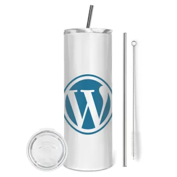 Wordpress, Tumbler ποτήρι θερμό από ανοξείδωτο ατσάλι 600ml, με μεταλλικό καλαμάκι & βούρτσα καθαρισμού