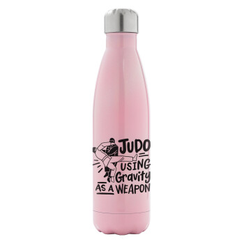 Judo using gravity as a weapon, Metal mug thermos Pink Iridiscent (Stainless steel), double wall, 500ml