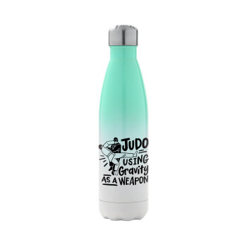Judo using gravity as a weapon, Metal mug thermos Green/White (Stainless steel), double wall, 500ml