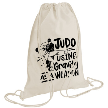 Judo using gravity as a weapon, Τσάντα πλάτης πουγκί GYMBAG natural (28x40cm)