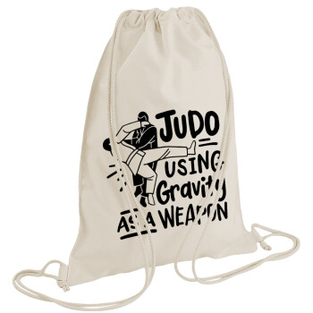 Judo using gravity as a weapon, Backpack bag GYMBAG natural (28x40cm)