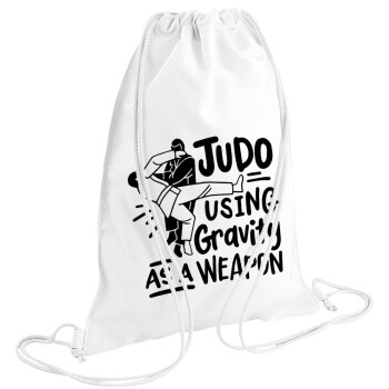 Judo using gravity as a weapon, Τσάντα πλάτης πουγκί GYMBAG λευκή (28x40cm)