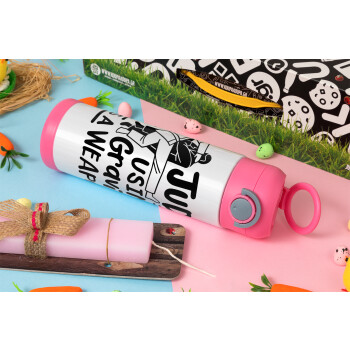 Judo using gravity as a weapon, Easter candle, Childrens hot water bottle, stainless steel, with safety straw, PINK (500ml)
