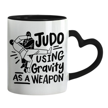 Judo using gravity as a weapon, Mug heart black handle, ceramic, 330ml