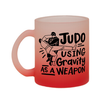 Judo using gravity as a weapon, Κούπα γυάλινη δίχρωμη με βάση το κόκκινο ματ, 330ml