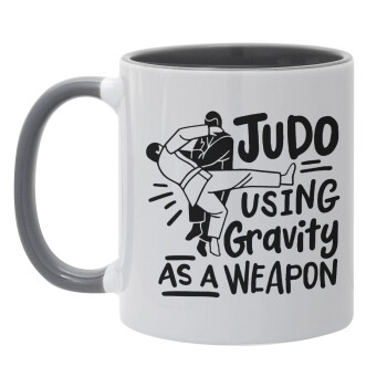Judo using gravity as a weapon, Κούπα χρωματιστή γκρι, κεραμική, 330ml