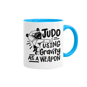Judo using gravity as a weapon, Mug colored light blue, ceramic, 330ml