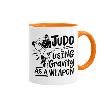 Judo using gravity as a weapon, Mug colored orange, ceramic, 330ml