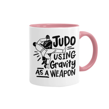 Judo using gravity as a weapon, Mug colored pink, ceramic, 330ml