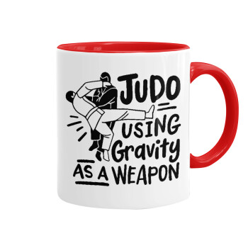 Judo using gravity as a weapon, Mug colored red, ceramic, 330ml