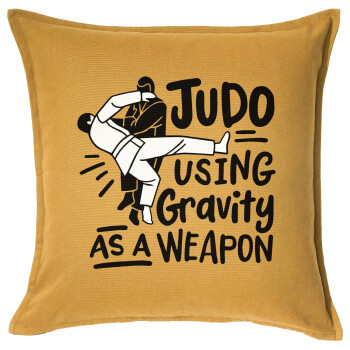 Judo using gravity as a weapon, Μαξιλάρι καναπέ Κίτρινο 100% βαμβάκι, περιέχεται το γέμισμα (50x50cm)