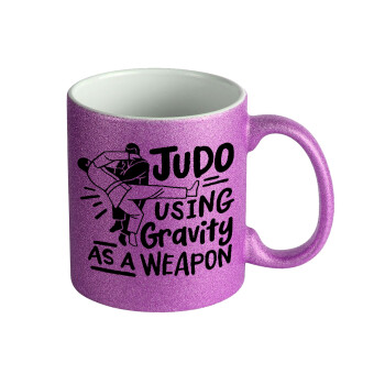Judo using gravity as a weapon, Κούπα Μωβ Glitter που γυαλίζει, κεραμική, 330ml