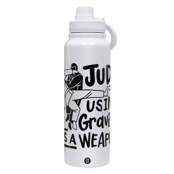Judo using gravity as a weapon, 1L Stainless Steel Thermal Bottle with Phone Holder & Double Wall Insulation
