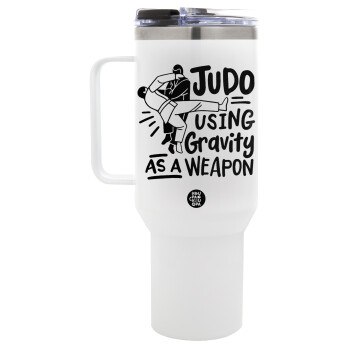 Judo using gravity as a weapon, Mega Stainless steel Tumbler with lid, double wall 1,2L