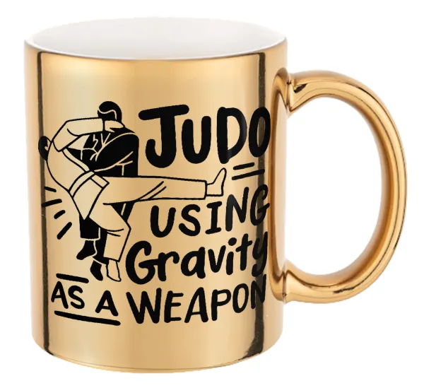 Judo using gravity as a weapon — Mug ceramic, gold mirror, 330ml