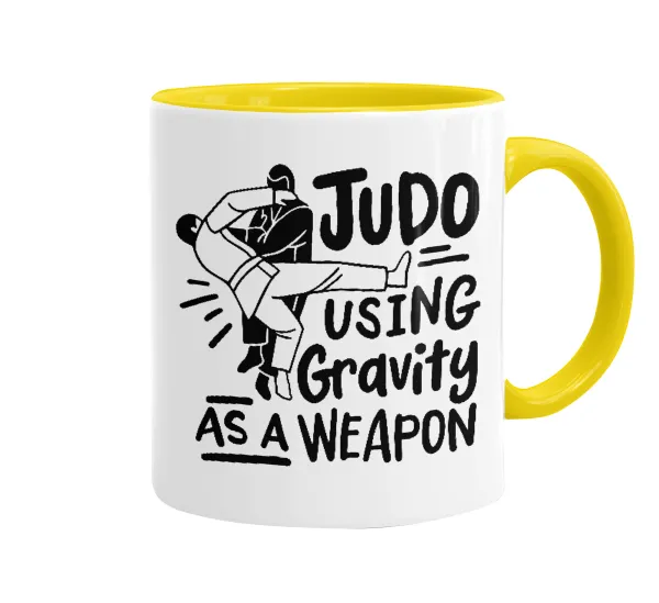 Judo using gravity as a weapon — Mug colored yellow, ceramic, 330ml
