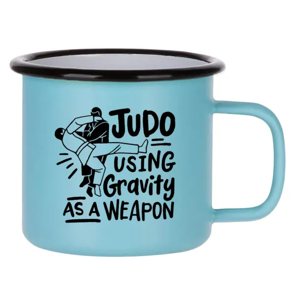 Judo using gravity as a weapon — Κούπα Μεταλλική εμαγιέ ΜΑΤ σιέλ 360ml