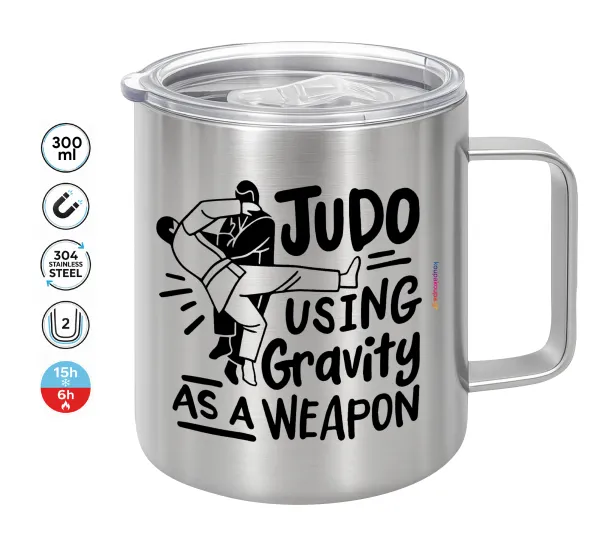 Judo using gravity as a weapon — Double-walled stainless steel mug 300ml with temperature-retaining lid