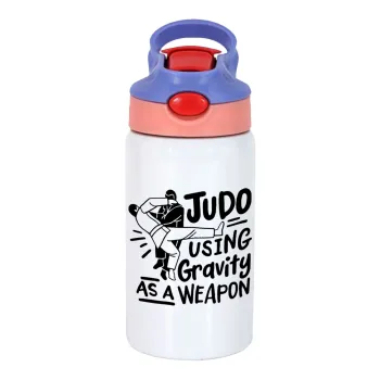 Judo using gravity as a weapon, Παιδικό παγούρι θερμό, ανοξείδωτο, με καλαμάκι ασφαλείας, ροζ/μωβ (350ml)