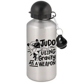 Judo using gravity as a weapon, Μεταλλικό παγούρι νερού, Ασημένιο, αλουμινίου 500ml