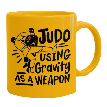 Judo using gravity as a weapon, Κούπα, κεραμική κίτρινη, 330ml