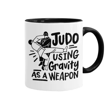 Judo using gravity as a weapon, Κούπα χρωματιστή μαύρη, κεραμική, 330ml