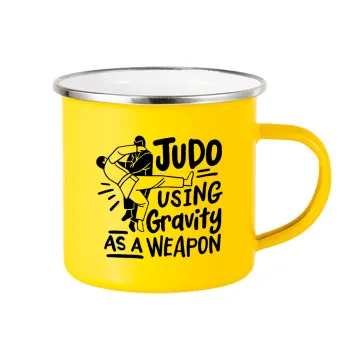 Judo using gravity as a weapon, Yellow Enamel Metallic Cup 360ml