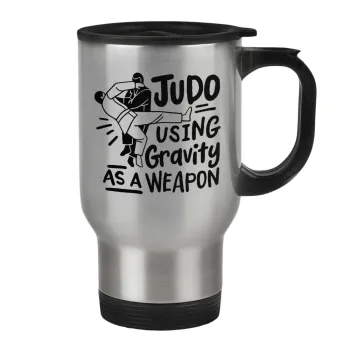 Judo using gravity as a weapon, Stainless steel travel mug with lid, double wall 450ml