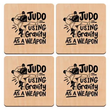 Judo using gravity as a weapon, ΣΕΤ x4 Σουβέρ ξύλινα τετράγωνα plywood (9cm)