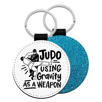 Judo using gravity as a weapon, Μπρελόκ Δερματίνη, στρογγυλό ΜΠΛΕ (5cm)