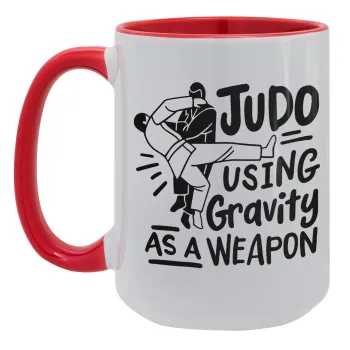 Judo using gravity as a weapon, Κούπα Mega 15oz, κεραμική Κόκκινη, 450ml