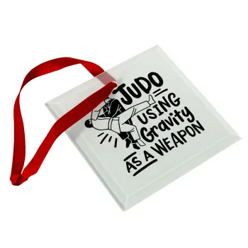 Judo using gravity as a weapon, Στολίδι Χριστουγεννιάτικο στολίδι γυάλινο τετράγωνο 9x9cm