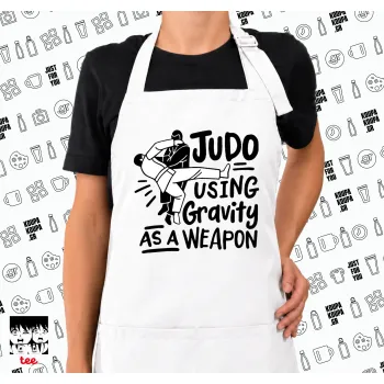Judo using gravity as a weapon, Ποδιά μακριά Σεφ ολόσωμη με τσέπες white (ΕΝΗΛΙΚΩΝ)