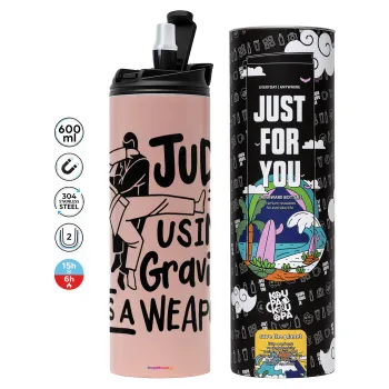 Judo using gravity as a weapon, Tumbler stainless steel PINK 600ml