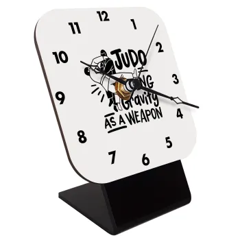 Judo using gravity as a weapon, Quartz Wooden table clock with hands (10cm)