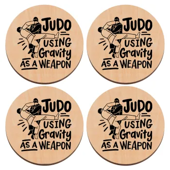 Judo using gravity as a weapon, ΣΕΤ x4 Σουβέρ ξύλινα στρογγυλά plywood (9cm)