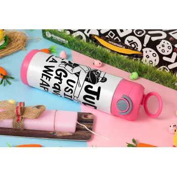 Judo using gravity as a weapon, Easter candle, Childrens hot water bottle, stainless steel, with safety straw, PINK (500ml)