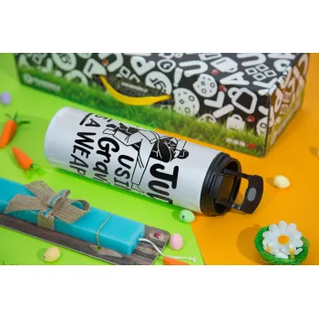 Judo using gravity as a weapon, Πασχαλινή Λαμπάδα με Travel Tumbler θερμό με διπλό καπάκι (600ml, BPA free) & κερί αρωματικό πλακέ (30cm) (ΤΙΡΚΟΥΑΖ)