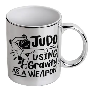 Judo using gravity as a weapon, Κούπα κεραμική, ασημένια καθρέπτης, 330ml