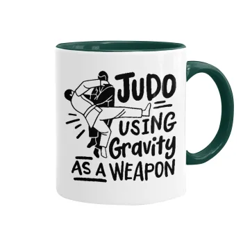 Judo using gravity as a weapon, Κούπα χρωματιστή πράσινη, κεραμική, 330ml