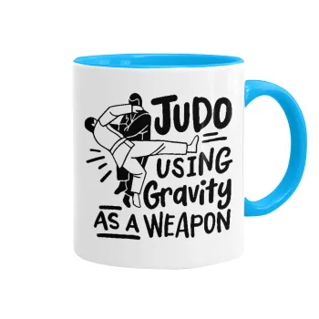 Judo using gravity as a weapon, Mug colored light blue, ceramic, 330ml