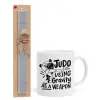 Easter Set, Ceramic Cup (330ml) & Easter aromatic flat candle (30cm) (GRAY)