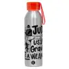 Aluminum Sports Bottle 650ml – Silver with Red Cap and Silicone Strap