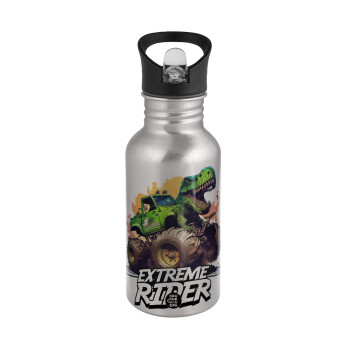 Extreme rider Dyno, Water bottle Silver with straw, stainless steel 500ml
